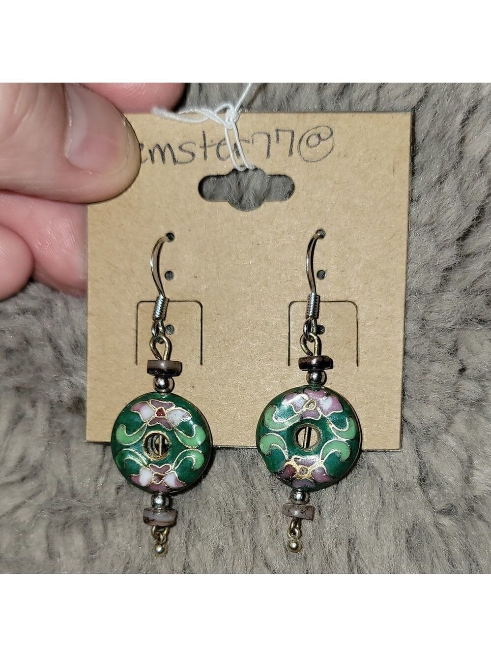 Rare Donut Earrings Beads Dangling  #E160